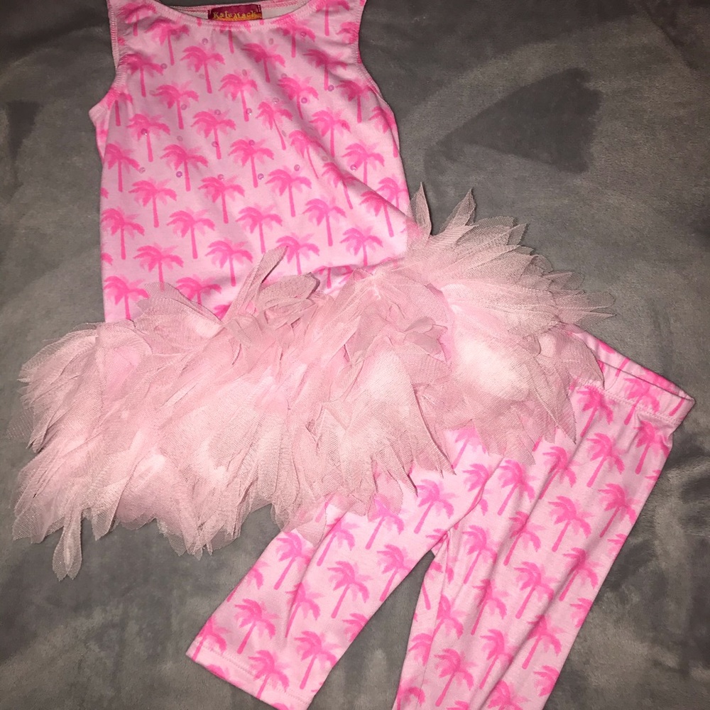 Flamingo tulle ruffle outfit